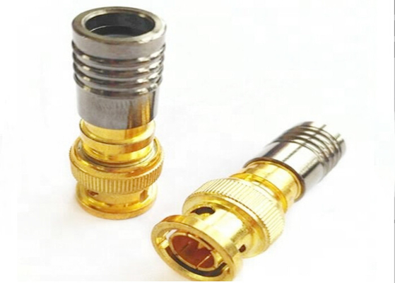 Conector masculino impermeable de la compresión de BNC para el conector del oro/CCTV del cable RG59