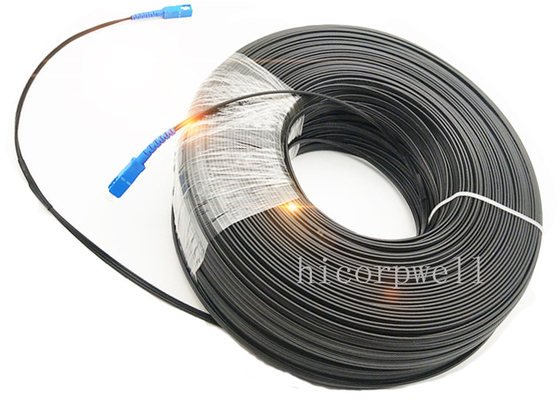 SC UPC de FTTH al color óptico del negro de la longitud del cable de descenso de la fibra de vidrio del SC UPC los 200M