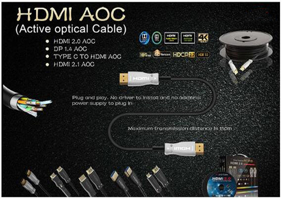 Varón-varón los 30m de largo transmisión de 2,0 de HDMI AOC del cable datos de video