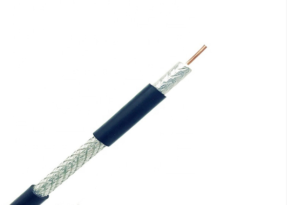 RG-11 conductor de cobre desnudo sólido coaxial 1.63CCS+7.2FPE+AL FOIL+96S+10.3PVC (24KG del cable 750hm por el rollo)