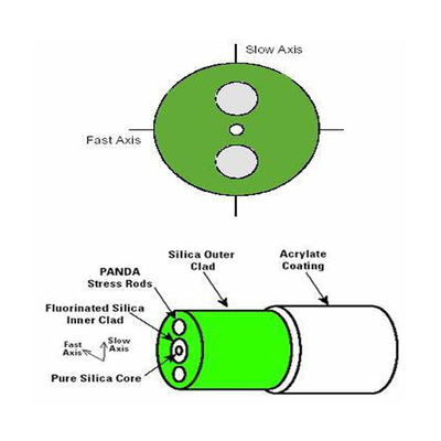 Fibra de mantenimiento de la polarización con erbio, tipo panda PM-ESF-7/125.