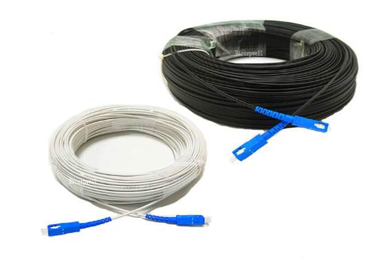SC UPC de FTTH al color óptico del negro de la longitud del cable de descenso de la fibra de vidrio del SC UPC los 200M