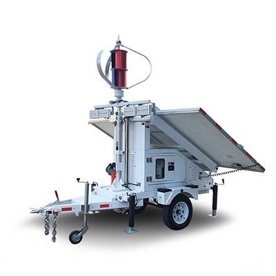 Vehículo móvil de la energía del LED de iluminación de la torre del viento solar del remolque solar portátil del sistema híbrido