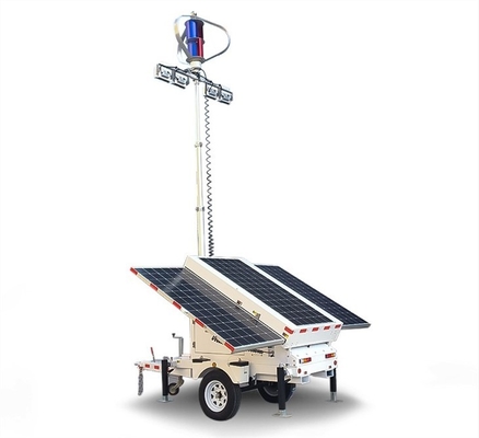 Vehículo móvil de la energía del LED de iluminación de la torre del viento solar del remolque solar portátil del sistema híbrido