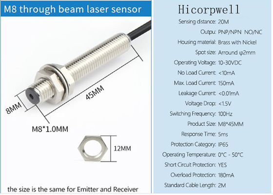 Sensores fotoeléctricos fotoeléctricos del laser del sensor de posición de la vibración del laser del agua del aceite del ambiente suave M8 del polvo