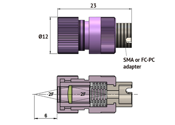 Cables de fribra óptica FC/PC o conectores de SMA con la lente de objetivos que reenfoca infrarroja media