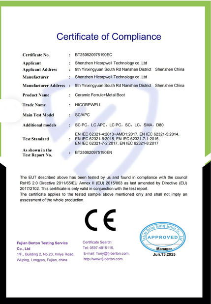 CHINA Shenzhen Hicorpwell Technology Co., Ltd certificaciones